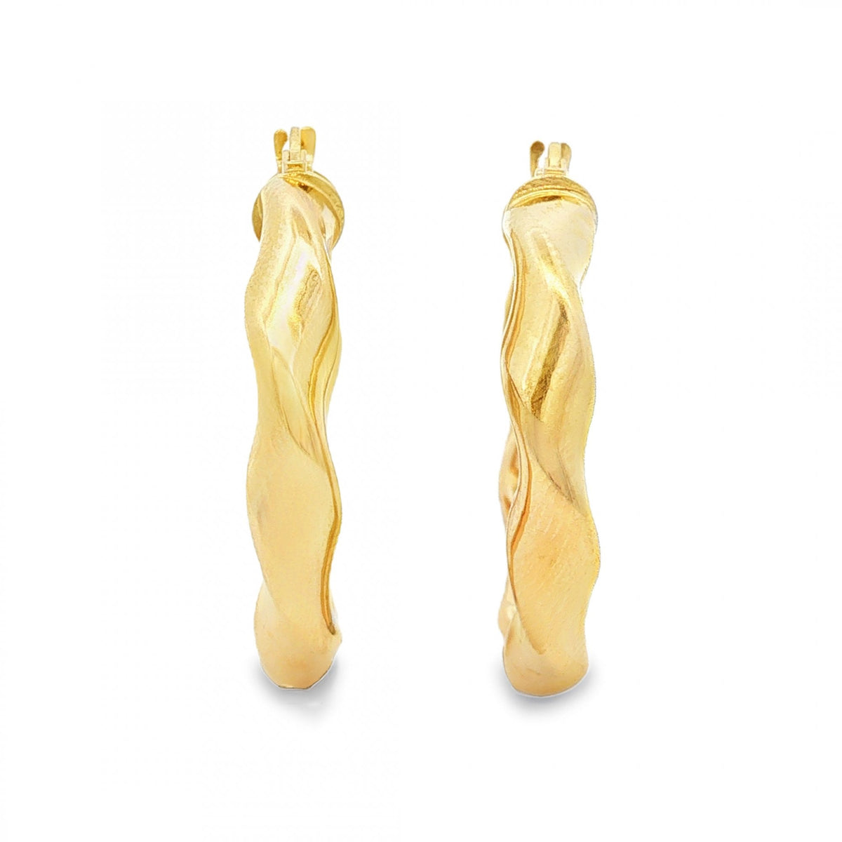 9ct Yellow Gold Twist Hoop Earrings - 5x31x30mm - 2.3g