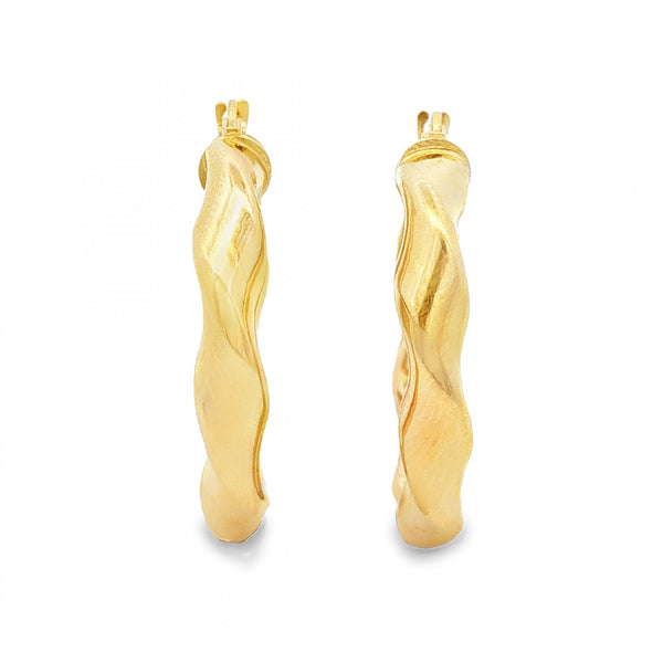 9ct Yellow Gold Twist Hoop Earrings - 5x31x30mm - 2.3g