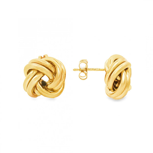 9ct Yellow Gold Large Knot Stud Earrings - 13x13x10mm - 3.0g