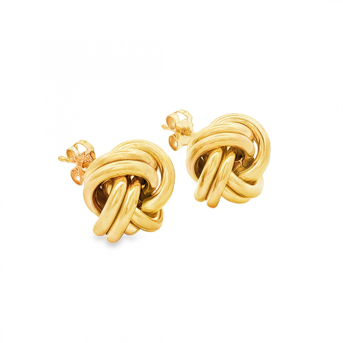 9ct Yellow Gold Large Knot Stud Earrings - 13x13x10mm - 3.0g