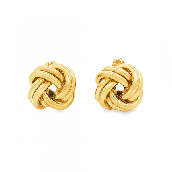 9ct Yellow Gold Large Knot Stud Earrings - 13x13x10mm - 3.0g