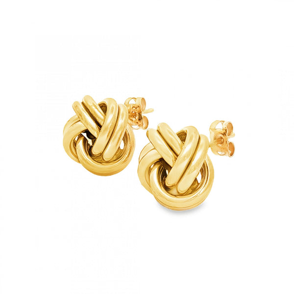 9ct Yellow Gold Large Knot Stud Earrings - 13x13x10mm - 3.0g