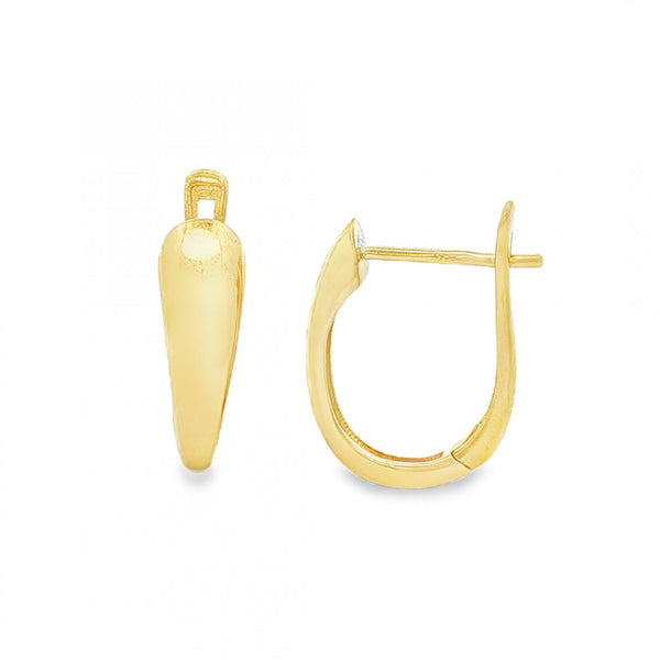 9ct Yellow Gold Graduated J Huggie Hoop Earrings - 5x15x12mm