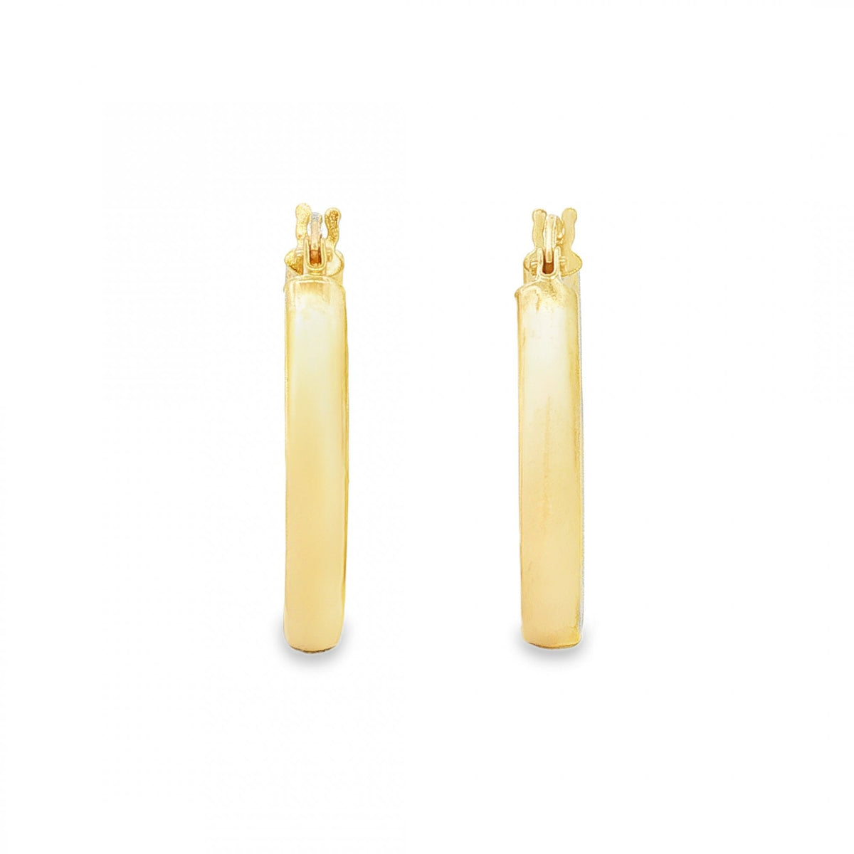 9ct Yellow Gold Fine Oval Court Hoop Earrings - 3x22x17mm - 1.1g