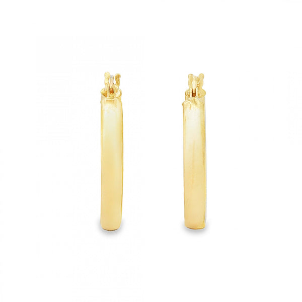 9ct Yellow Gold Fine Oval Court Hoop Earrings - 3x22x17mm - 1.1g