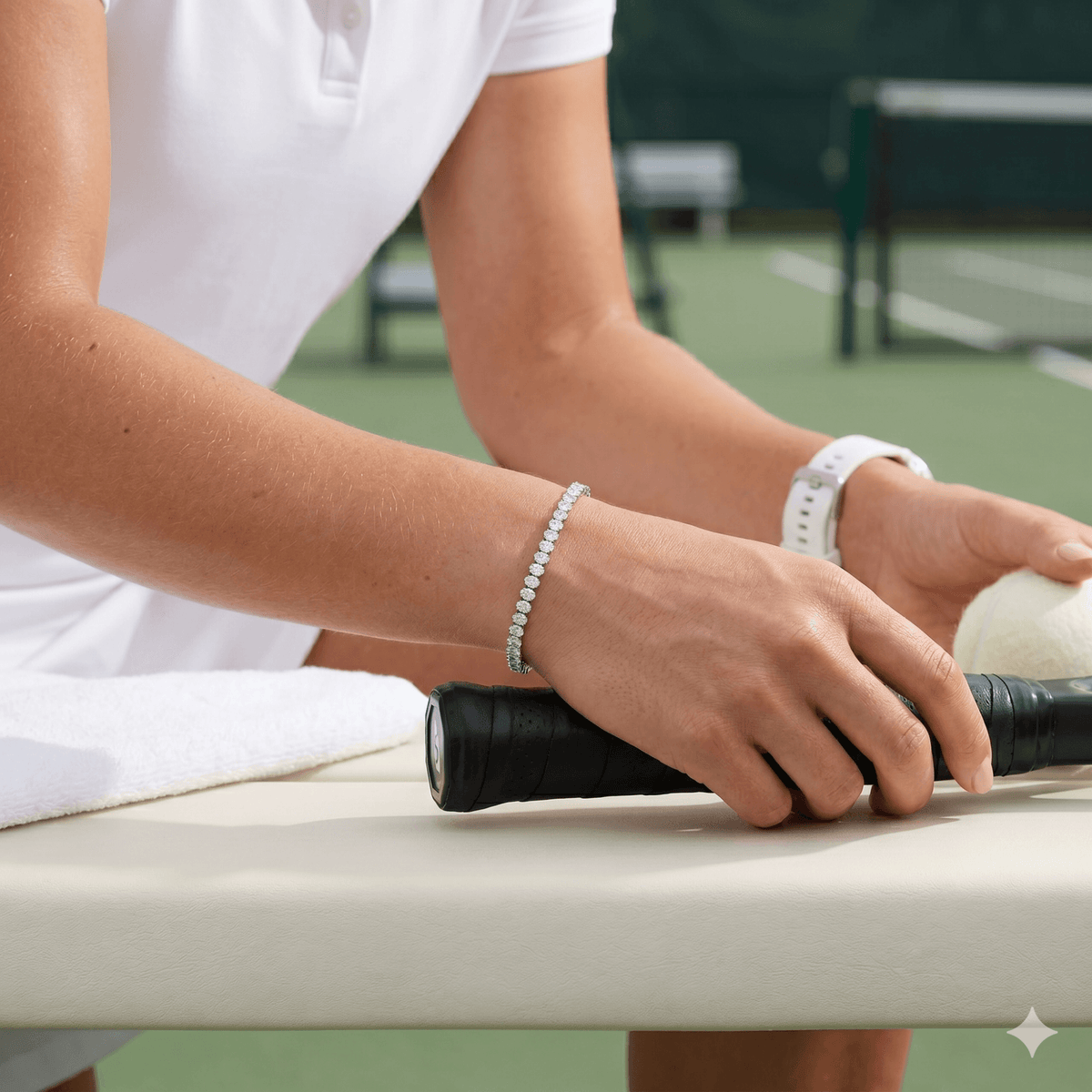 11.00ct White Gold Oval-Cut Diamond Tennis Bracelet - D/VVS1/2