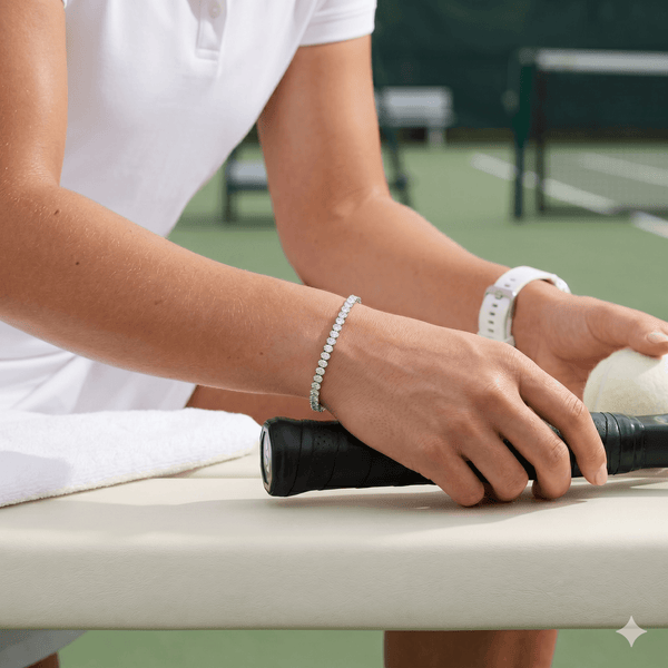 11.00ct White Gold Oval-Cut Diamond Tennis Bracelet - D/VVS1/2