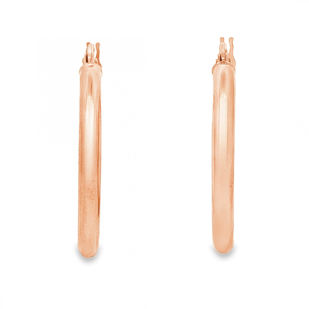 9ct Rose Gold Fine Round Hoop Earrings - 2.5x25x24mm - 1.4g