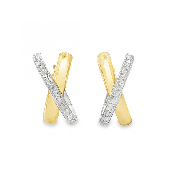 9ct Yellow Gold Double Half-Oval Hoop Earrings - 7x16x14mm -1.6g