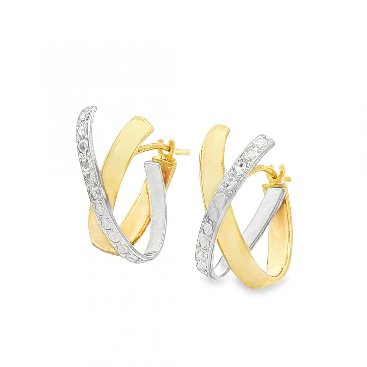 9ct Yellow Gold Double Half-Oval Hoop Earrings - 7x16x14mm -1.6g