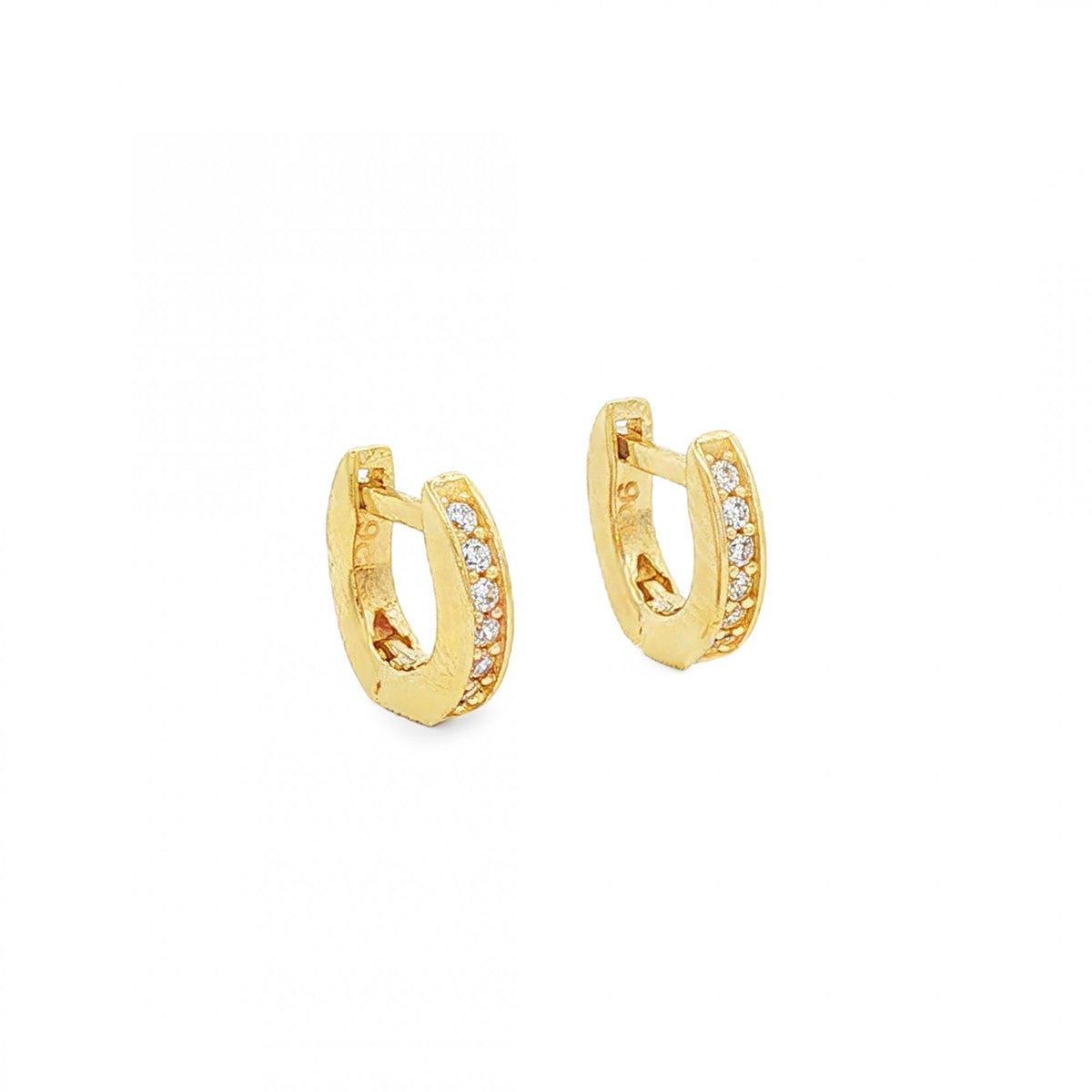 9ct Yellow Gold Cubic Zirconia Hoop Earrings - 2x9x9mm - 1.3g