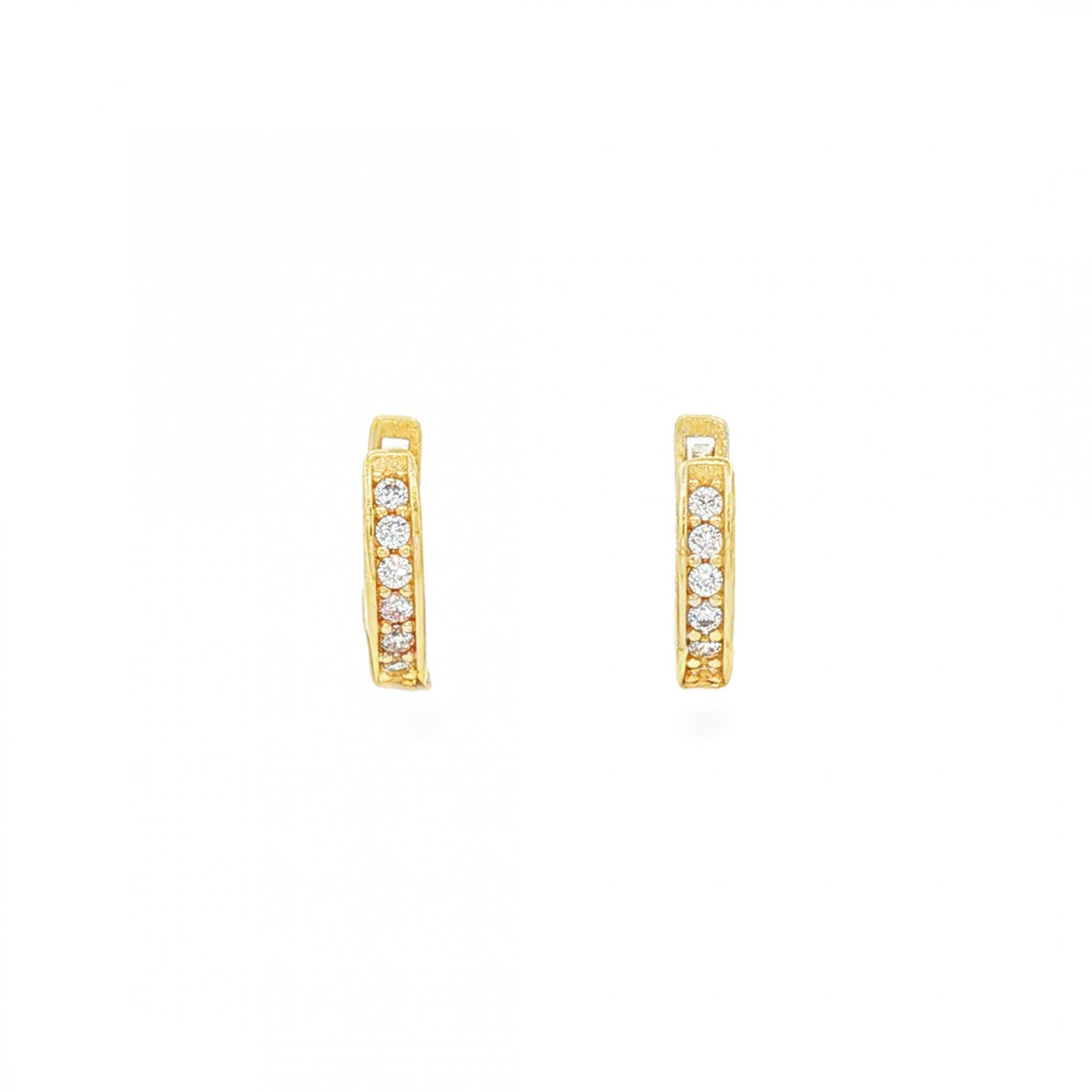 9ct Yellow Gold Cubic Zirconia Hoop Earrings - 2x9x9mm - 1.3g