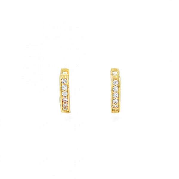 9ct Yellow Gold Cubic Zirconia Hoop Earrings - 2x9x9mm - 1.3g