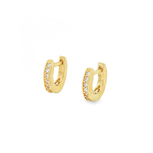 9ct Yellow Gold Cubic Zirconia Hoop Earrings - 2x9x9mm - 1.3g
