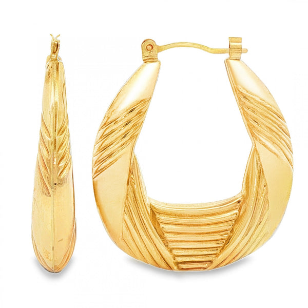 9ct Yellow Gold Large Bulb Hoop Earrings - 6x31x27mm - 2.9g