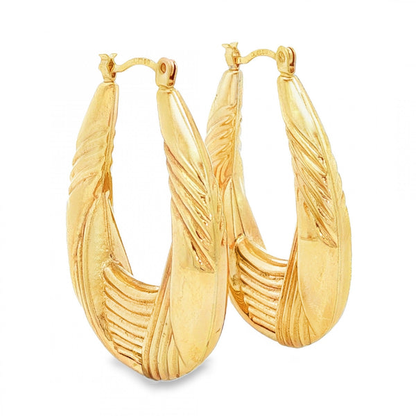 9ct Yellow Gold Large Bulb Hoop Earrings - 6x31x27mm - 2.9g