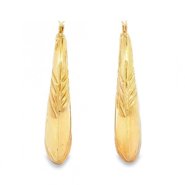 9ct Yellow Gold Large Bulb Hoop Earrings - 6x31x27mm - 2.9g