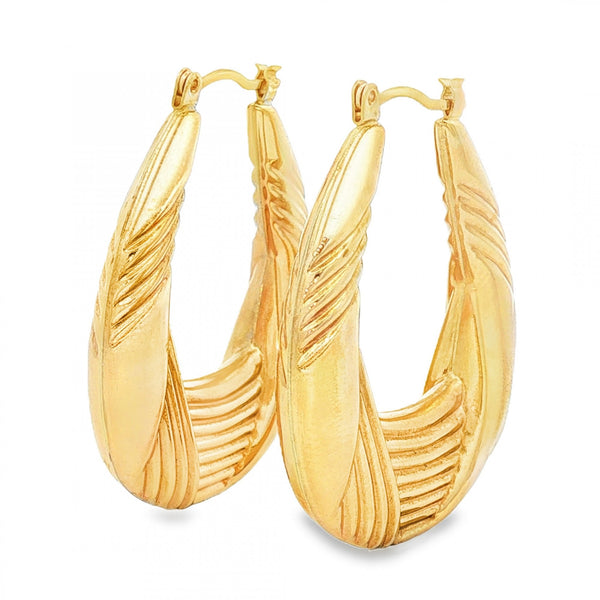 9ct Yellow Gold Large Bulb Hoop Earrings - 6x31x27mm - 2.9g