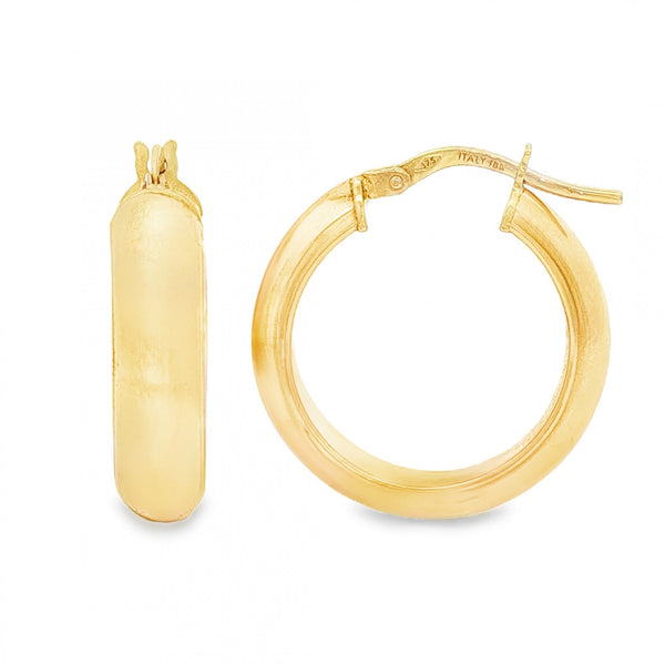 9ct Yellow Gold D-Shape Hoop Earrings - 5x21x20mm - 1.9g