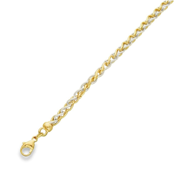 9ct Yellow & White Gold Spiga Bracelet - 7.5" - 10.9g