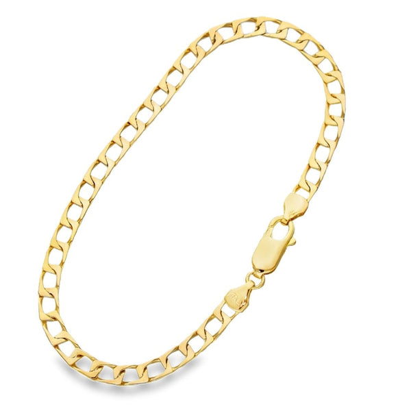 9ct Yellow Gold Flat Square Curb Bracelet - 8" - 5.1g
