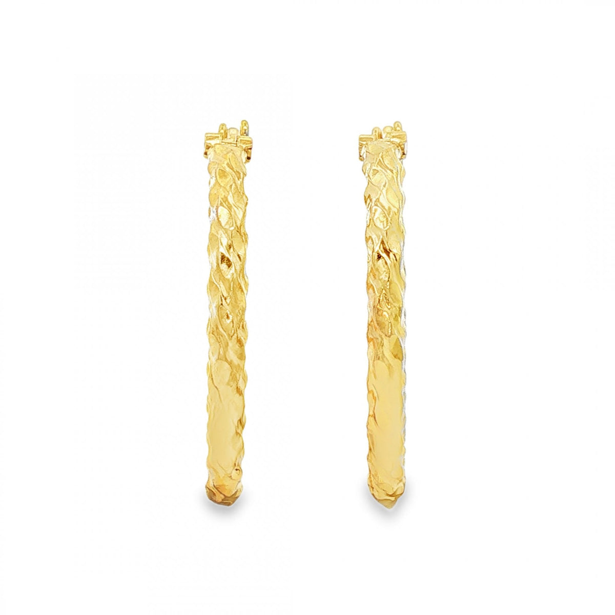 9ct Yellow Gold Twist Hoop Earrings - 2.5x24x24mm - 1.9g