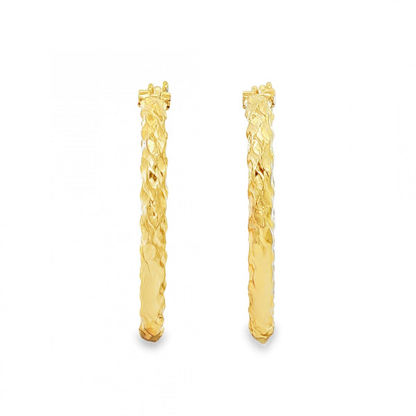 9ct Yellow Gold Twist Hoop Earrings - 2.5x24x24mm - 1.9g