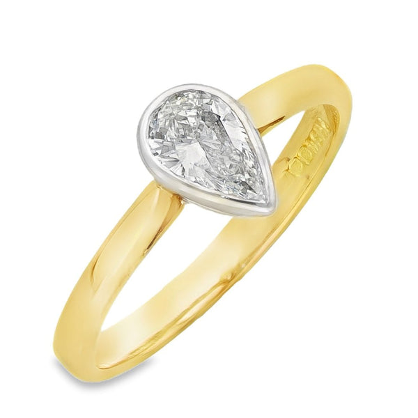 18ct Yellow Gold Pear Diamond Solitaire Engagement Ring - 0.44ct