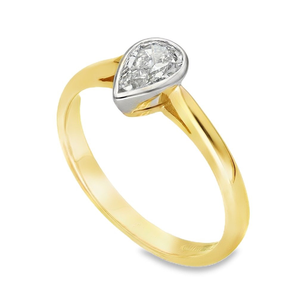 18ct Yellow Gold Pear Diamond Solitaire Engagement Ring - 0.44ct