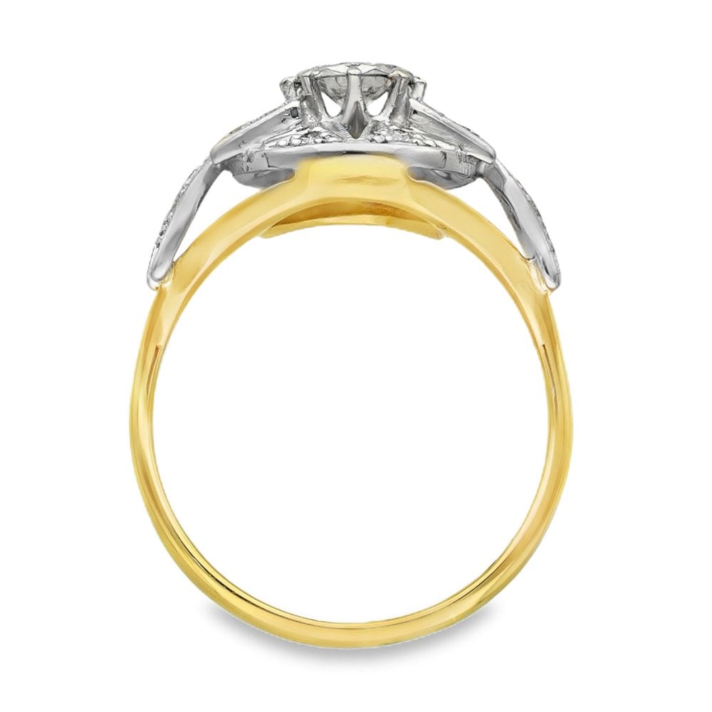 18ct Yellow Gold Diamond Cluster Ring - Size Q - 0.42ct