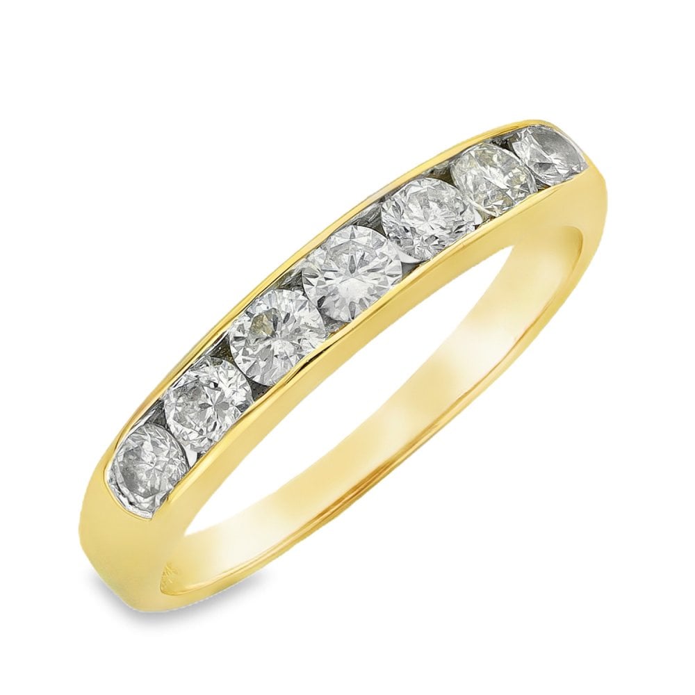 9ct Yellow Gold Diamond Half-Eternity Ring - Size T - 1.00ct