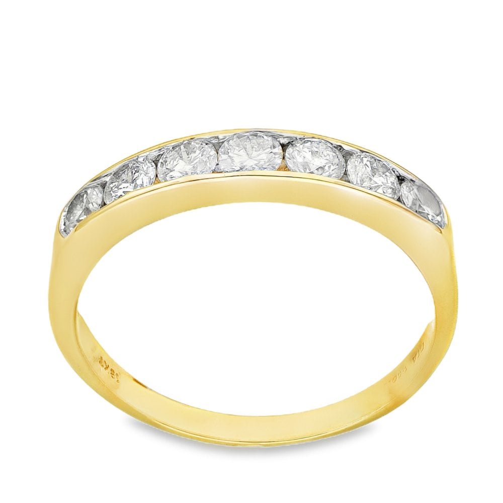 9ct Yellow Gold Diamond Half-Eternity Ring - Size T - 1.00ct