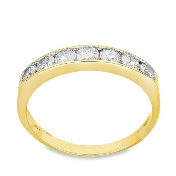 9ct Yellow Gold Diamond Half-Eternity Ring - Size T - 1.00ct