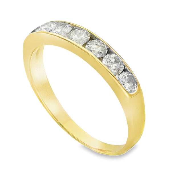 9ct Yellow Gold Diamond Half-Eternity Ring - Size T - 1.00ct
