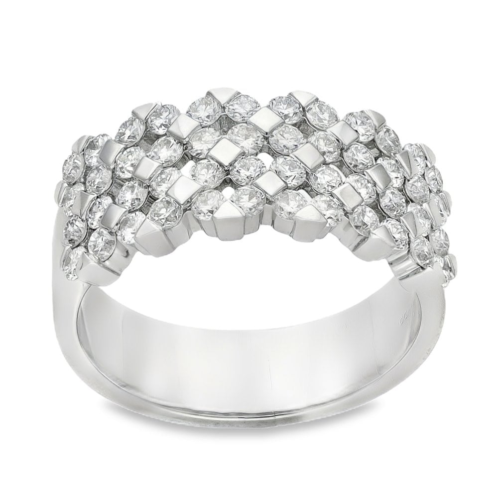 18ct White Gold DMR Diamond Lattice Band - Size N - 0.96ct