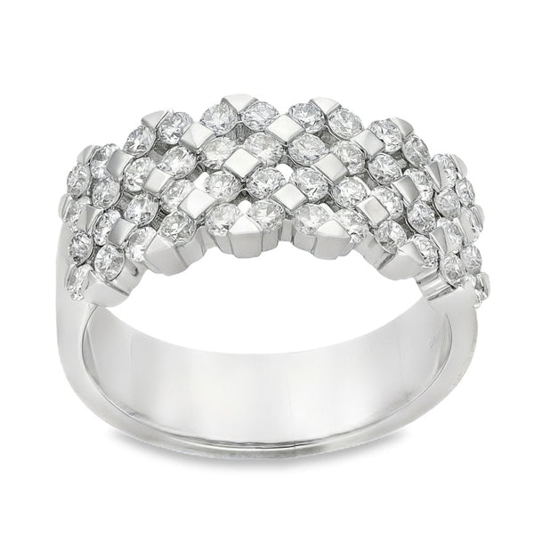 18ct White Gold DMR Diamond Lattice Band - Size N - 0.96ct