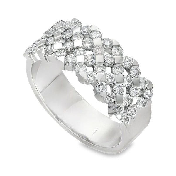 18ct White Gold DMR Diamond Lattice Band - Size N - 0.96ct