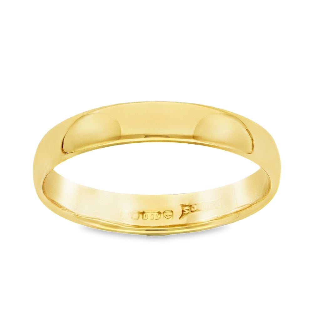 18ct Yellow Gold Plain Court Wedding Band - Size S½ - 3.5mm