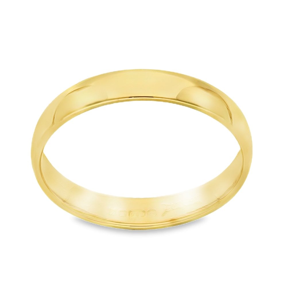 18ct Yellow Gold Plain Court Wedding Band - Size S½ - 3.5mm