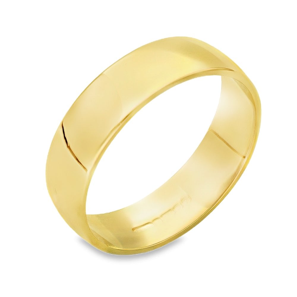 18ct Yellow Gold Plain Wedding Band - Size R½ - 6mm