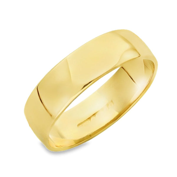 18ct Yellow Gold Plain Wedding Band - Size R½ - 6mm