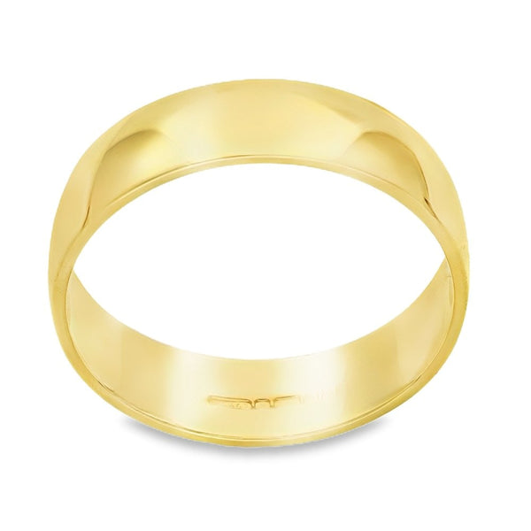 18ct Yellow Gold Plain Wedding Band - Size R½ - 6mm