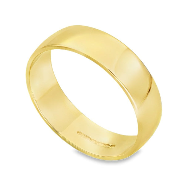 18ct Yellow Gold Plain Wedding Band - Size R½ - 6mm