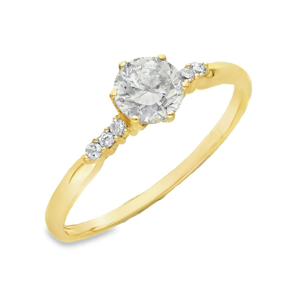 9ct Yellow Gold Cubic Zirconia Solitaire Ring - Size Q - 1.7g