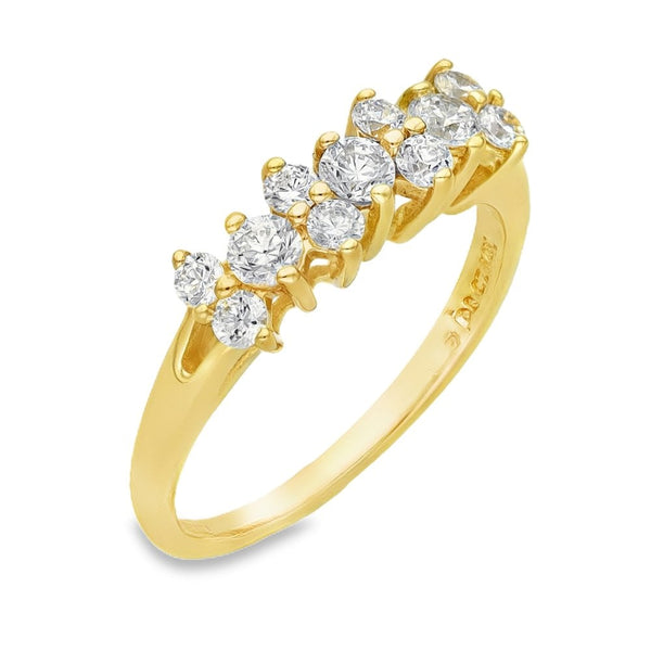 14ct Yellow Gold CZ Half-Eternity Ring - Size O - 3.4g