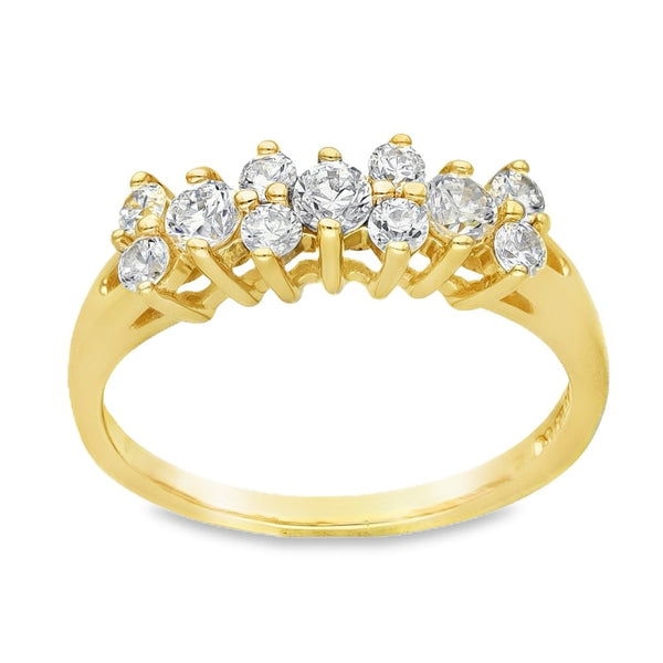 14ct Yellow Gold CZ Half-Eternity Ring - Size O - 3.4g