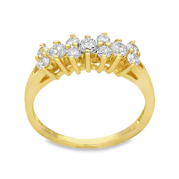 14ct Yellow Gold CZ Half-Eternity Ring - Size O - 3.4g