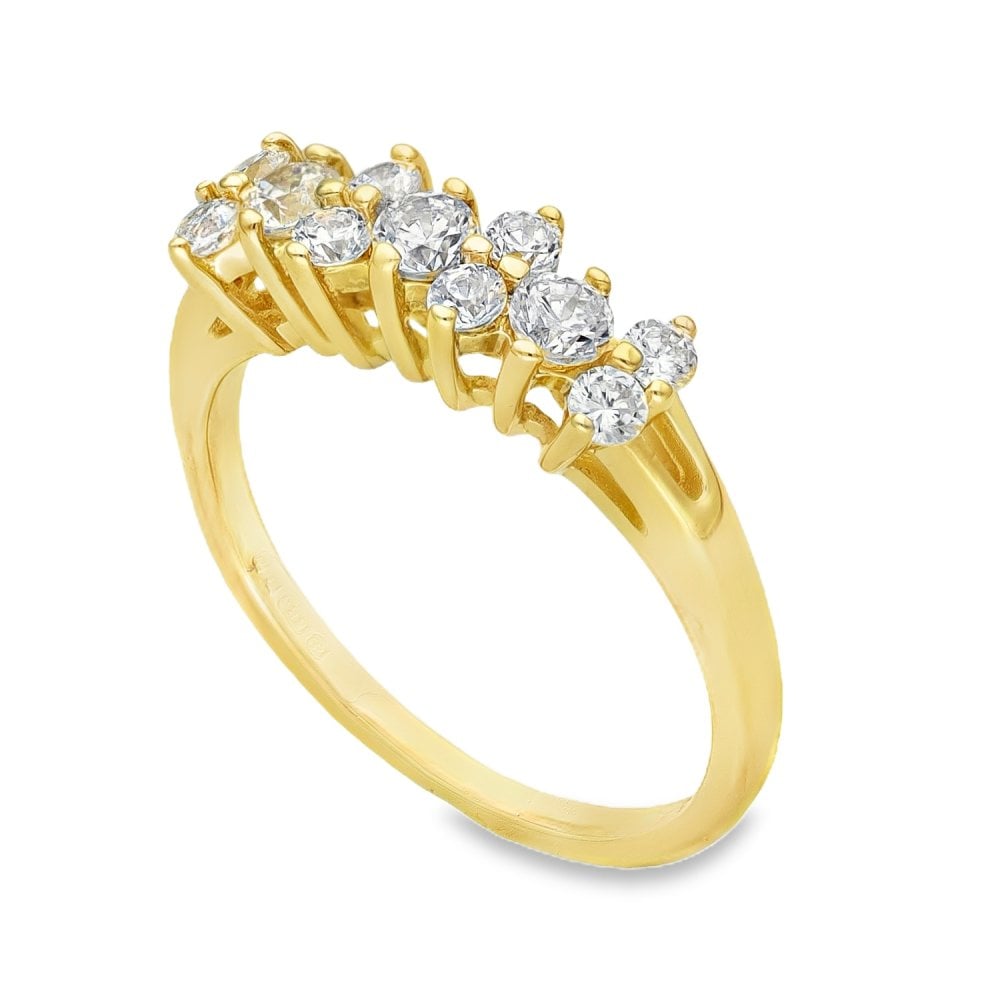 14ct Yellow Gold CZ Half-Eternity Ring - Size O - 3.4g