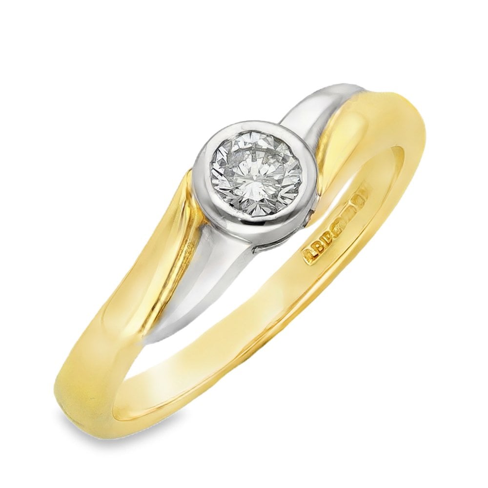 18ct Yellow & White Gold Diamond Twist Engagement Ring - 0.25ct