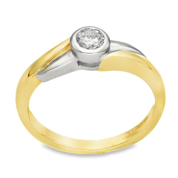 18ct Yellow & White Gold Diamond Twist Engagement Ring - 0.25ct